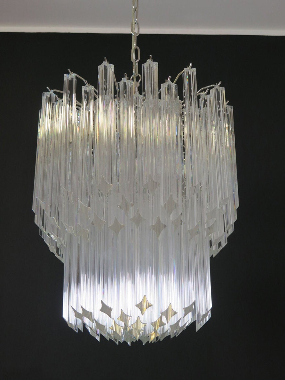 Murano Big Chandelier - Venini Style – 107 Transparent Prism