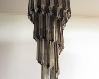 Murano chandelier 86 transparent and smoked prism quadrihedrons