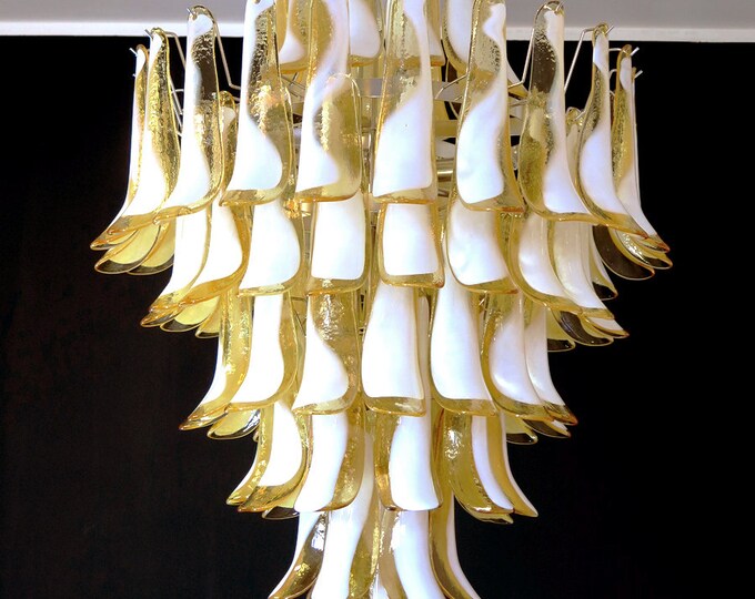 Chandelier Mazzega Murano, Italy - 85 caramel lattimo glass petals