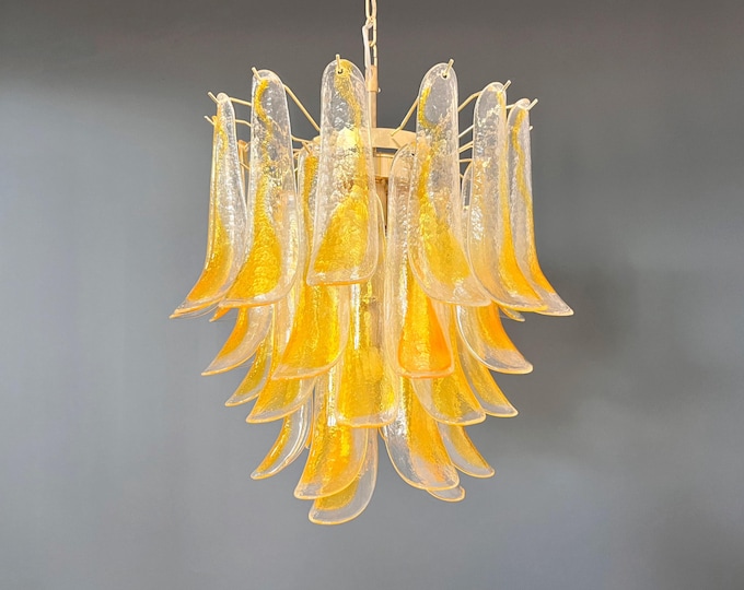 Italian vintage Murano chandelier - 41 orange glasses.