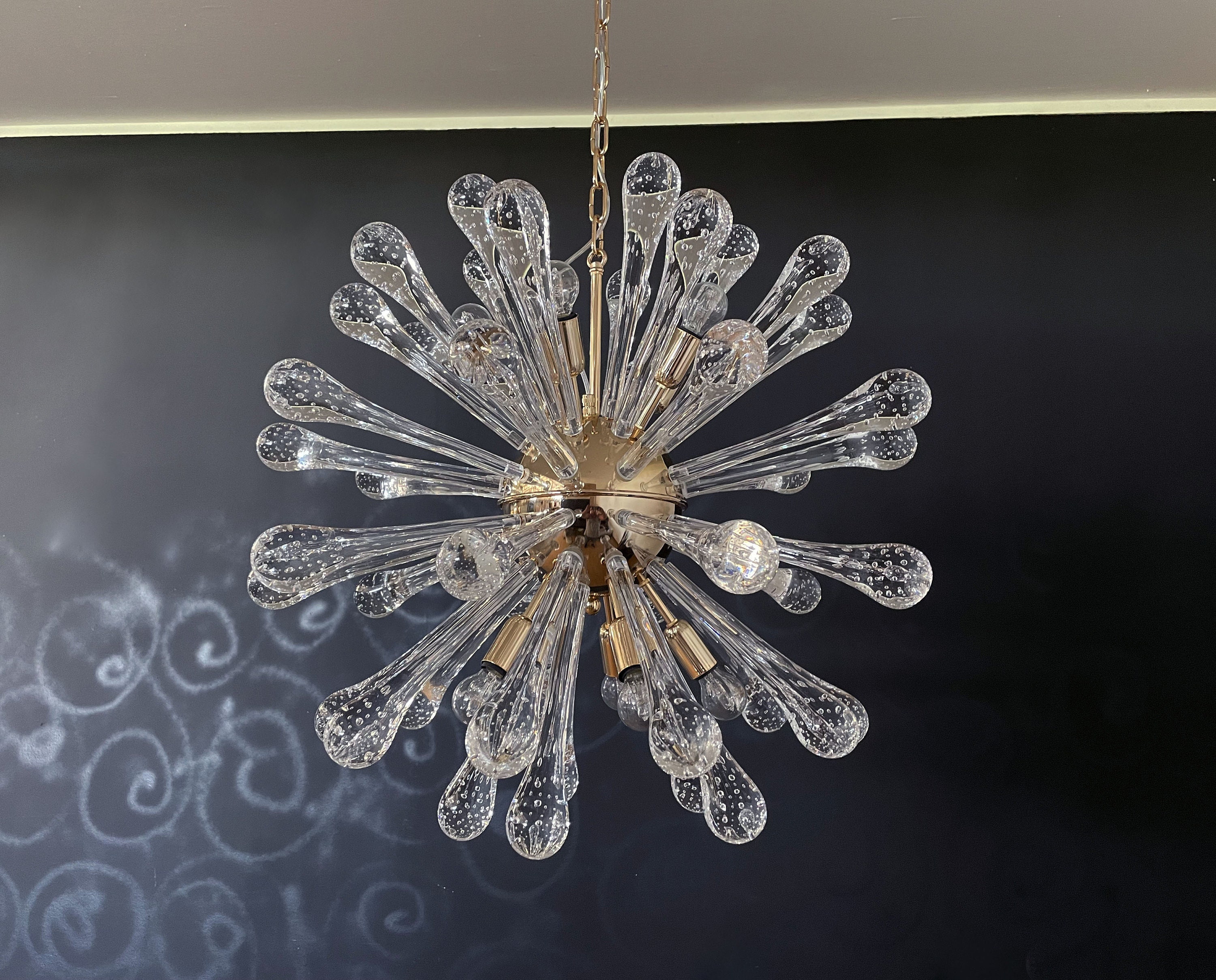 銀座買取 Italy Murano Grass Sputnik Chandelier 1960s ムラノグラス