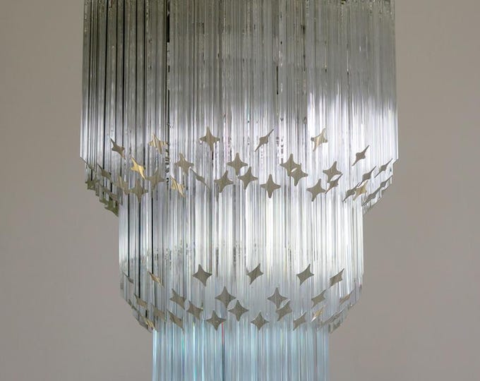 Huge Murano chandelier transparent quadrihedrons – 184 prism - Elena model