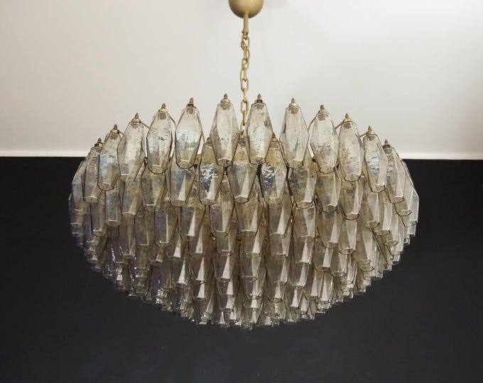 Amazing Murano glass Candelier - 185 smoked polyhedra