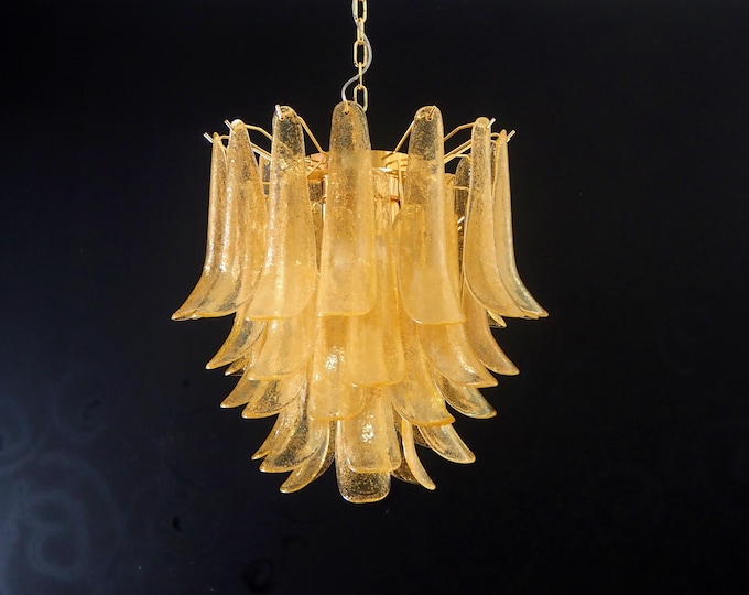 Italian vintage Murano chandelier - Mazzega - 41 GOLD glass petals