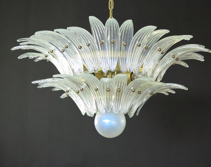 Murano Chandelier Original Palmette, opal iridiscent glass