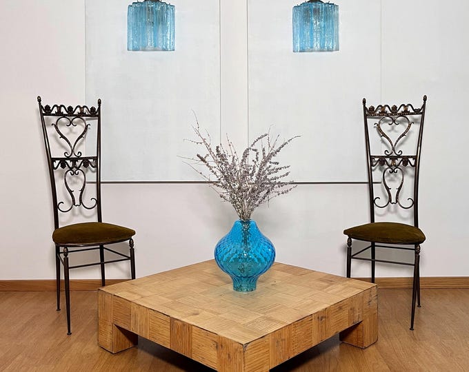 Fantastic pair of Murano Glass Tube wall sconces - 5 blue glass tubes