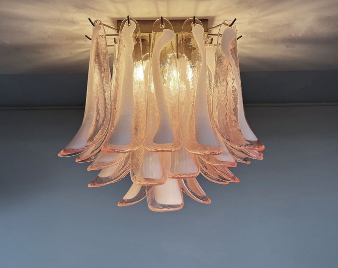 Murano ceiling lamp - 32 PINK glass petals