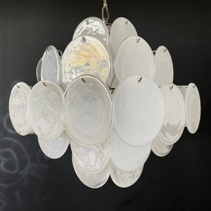 Vintage Italian Murano chandelier - 36 white disks
