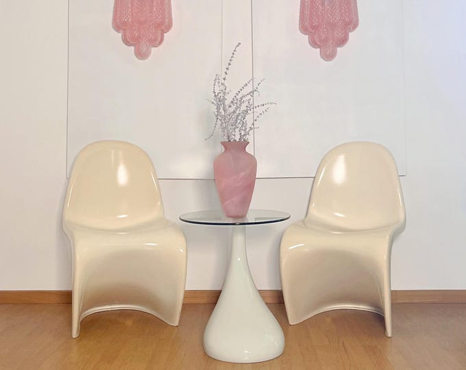 Pair of vintage pink glass petals drop wall sconce