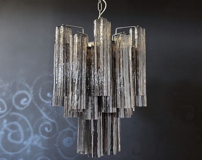 Fantastic Murano smoked Glass Tube Chandelier