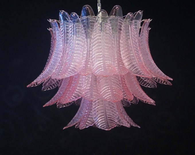 Italian Murano three-Tier PINK Felci Glass chandelier