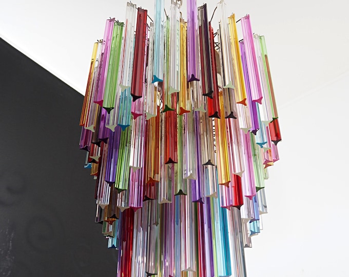 Huge Murano multicolor trihedral chandelier – 187 prism - Mariangela model