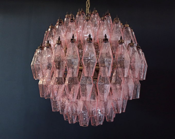 Amazing spherical Murano poliedri Candelier - 140 pink poliedri