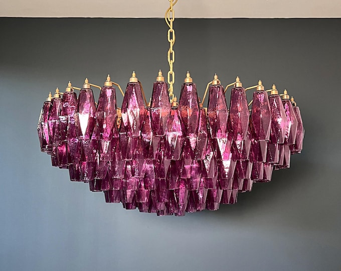 Amazing Murano glass Candelier - 185 amethyst polyhedra