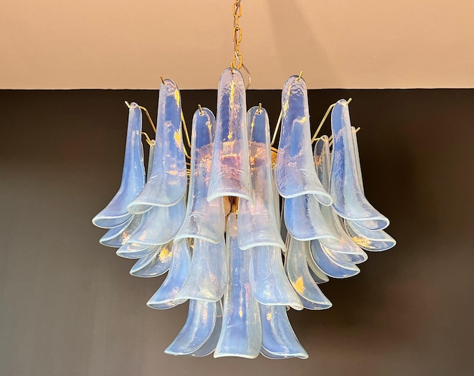La Murrina glass chandelier - 36 opal petals - golden plated metal frame.