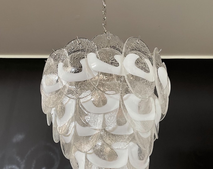 Murano Chandelier by Mazzega - 41 lattimo glasses