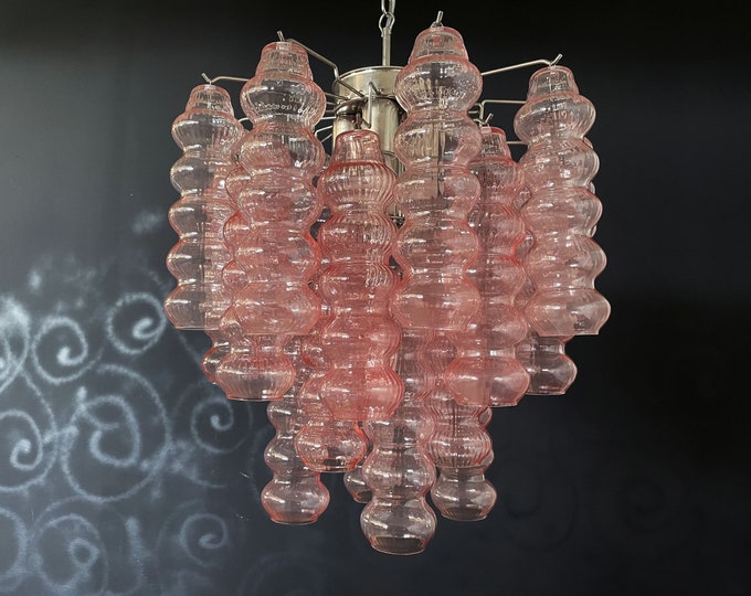 Rare top quality Murano Vintage chandelier - 26 pink glasses tube