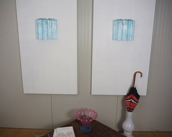 Fantastic pair of Murano Glass Tube wall sconces - 5 blue glass tubes