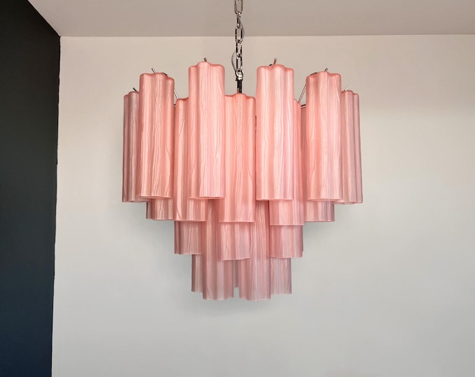 Fantastic Murano Glass Tube Chandelier - 36 pink etched glass tube