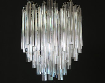 Vintage Murano chandelier – 92 trasparent prism triedri