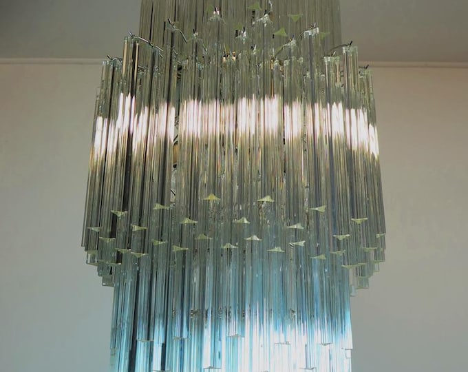 Huge Murano chandelier transparent trihedrons – 242 prism - Arianna model