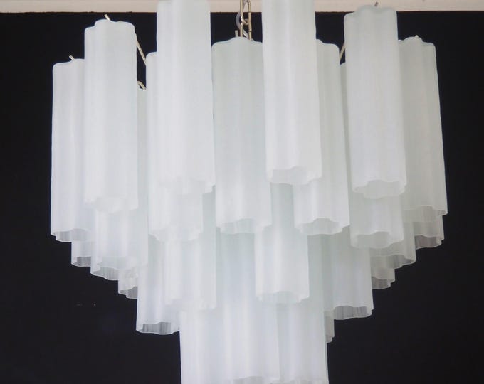 Fantastic Murano Glass Tube Chandelier - 36 etched glass tubes