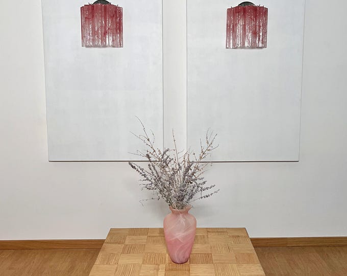 Fantastic pair of Murano Glass Tube wall sconces - 5 pink alabaster glass tube