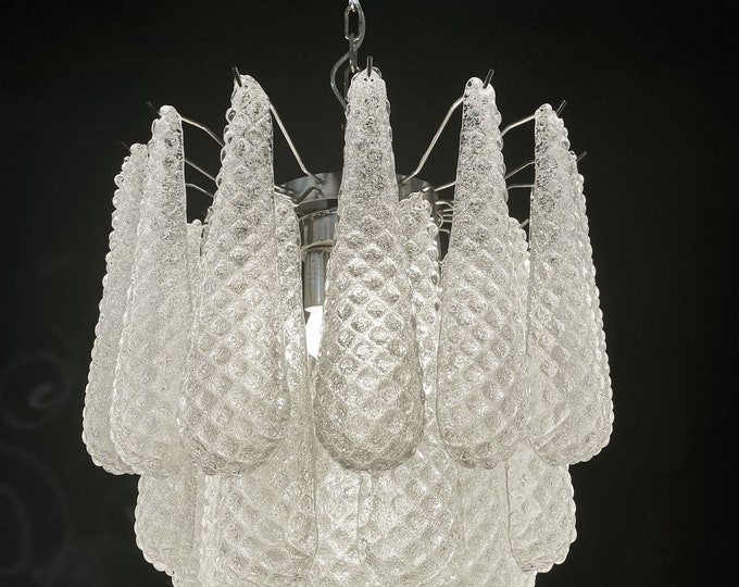 Italian Vintage Murano Chandelier 41 Glass Petals Drop