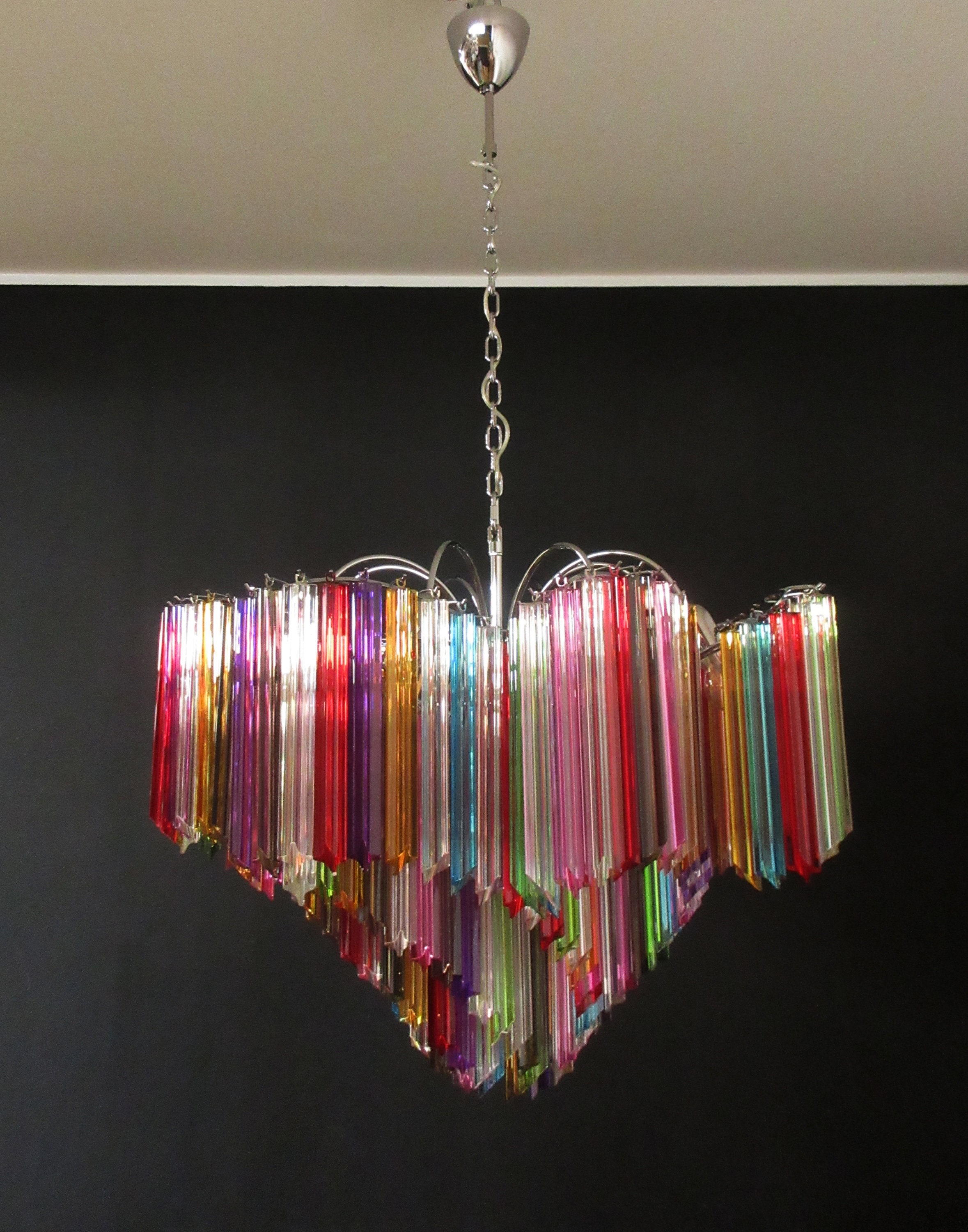 Lustre Moderne en Verre Demurano Chandelier - 200 Quadriedri Multicolores de Prisme