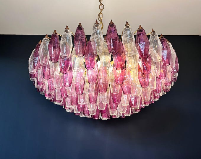 Amethyst & Clear POLIEDRI Murano Glass Chandelier
