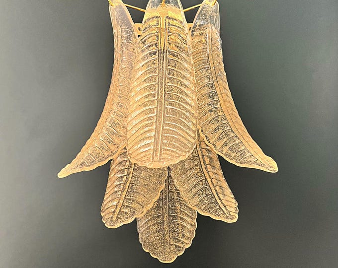 Pair of vintage Murano Felci wall sconces – gold glass petals