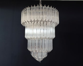Murano glass chandelier -  112 trasparent quadriedri