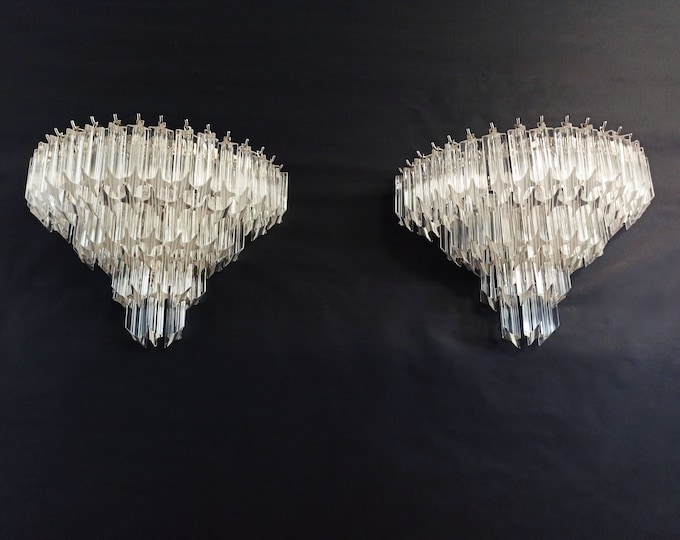 Pair of vintage Murano wall sconce – 63 transparent quadrihedrons