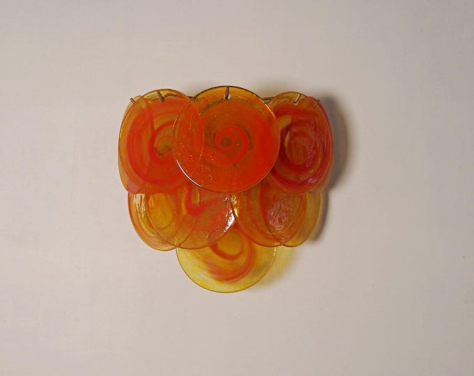 Fantastic pair sconces - 10 orange spiral Murano Glasses