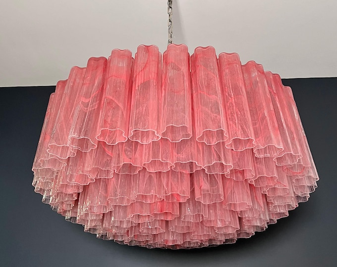 Large Murano glass Chandelier -101 pink alabaster glass tube