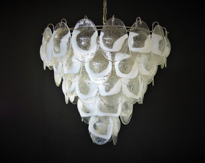 Vintage Murano Chandelier by Mazzega - 50 lattimo glasses