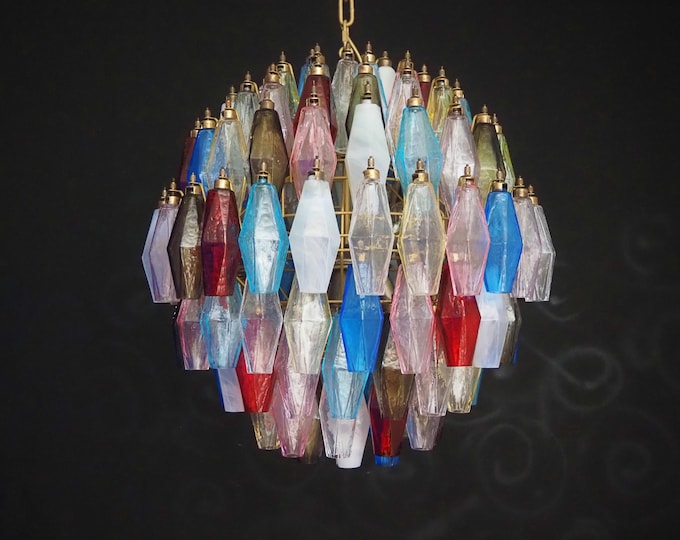 Amazing spherical Murano polyhedrons Candlestick - 140 multicolored polyhedrons