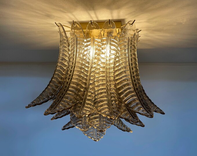 Murano ceiling lamp – 32 smoked ferns glasses
