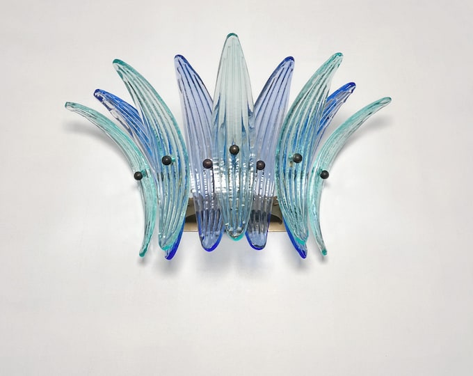 Vintage Palmette wall Light - blue and turquoise glasses