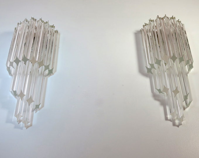 Pair of vintage Murano wall sconce – 32 transparent prism quadrihedrons