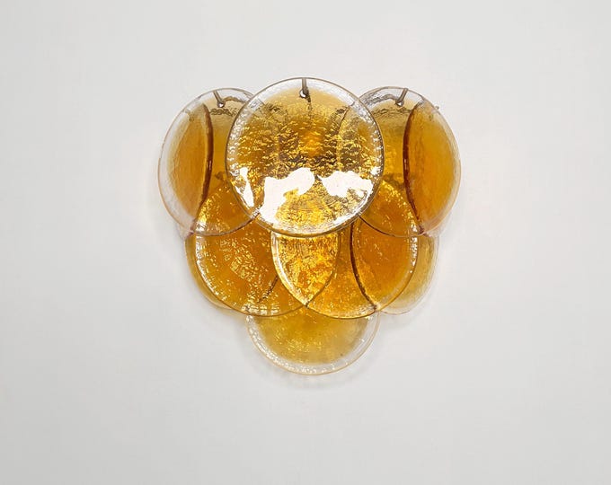 Fantastic pair sconces - 10 clear amber Murano Glasses