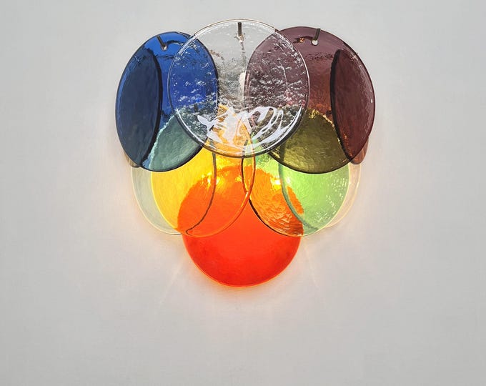 Pair of Vistosi sconces - 10 multicolored Murano Glasses