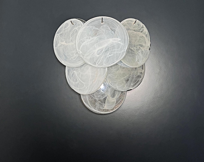Pair of glass wall sconces - 6 alabaster white disks
