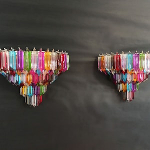 Pair of vintage Murano wall sconce – 63 multicolored quadrihedrons