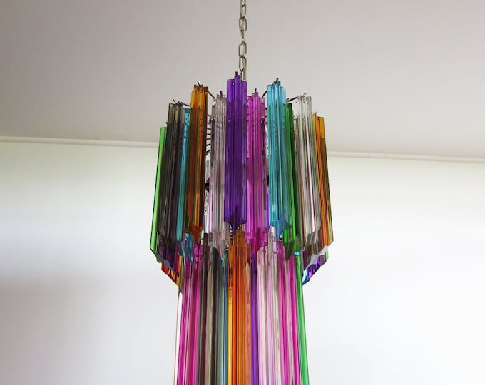 Murano chandelier multicolor - 46 prism squares - Mariangela model
