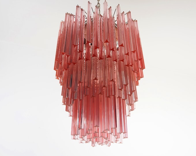Huge Murano chandelier pink trihedrons – 184 prism - Mariangela model