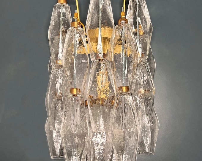 Vintage Murano Italian POLIEDRI transparent glass wall sconces