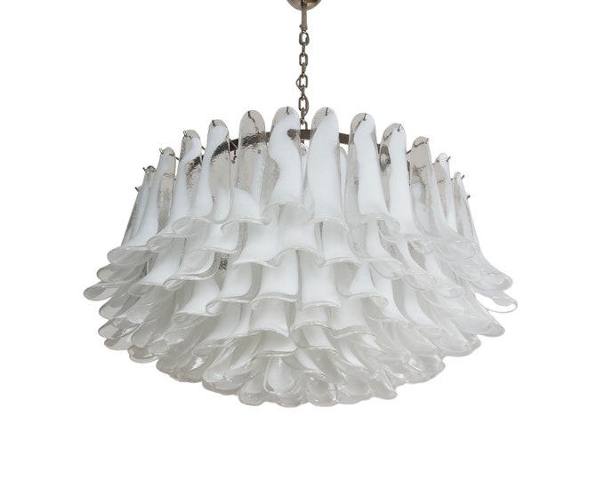 Large Murano glass Chandelier -101 white lattimo Murano glass