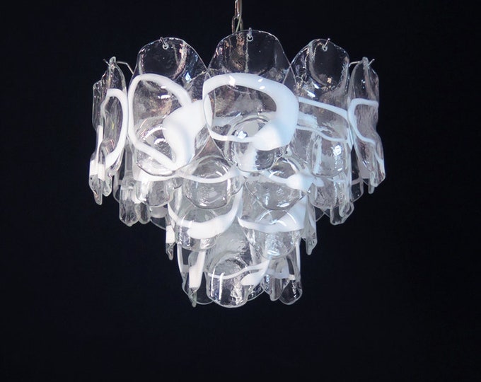 Vintage Italian Murano chandelier lamp in Vistosi style - 36 glasses