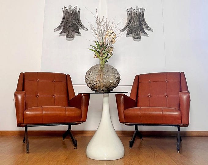 Pair of vintage Murano Six-Tier Felci wall sconce - smoked glasses